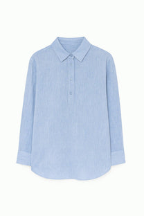 Tunica melange azzurro chiaro con colletto a camicia