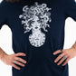 T-shirt Medusa navy con grafica skateboard
