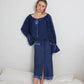 Gonna midi blu Lilt a vita bassa con bottoni e finiture in pizzo