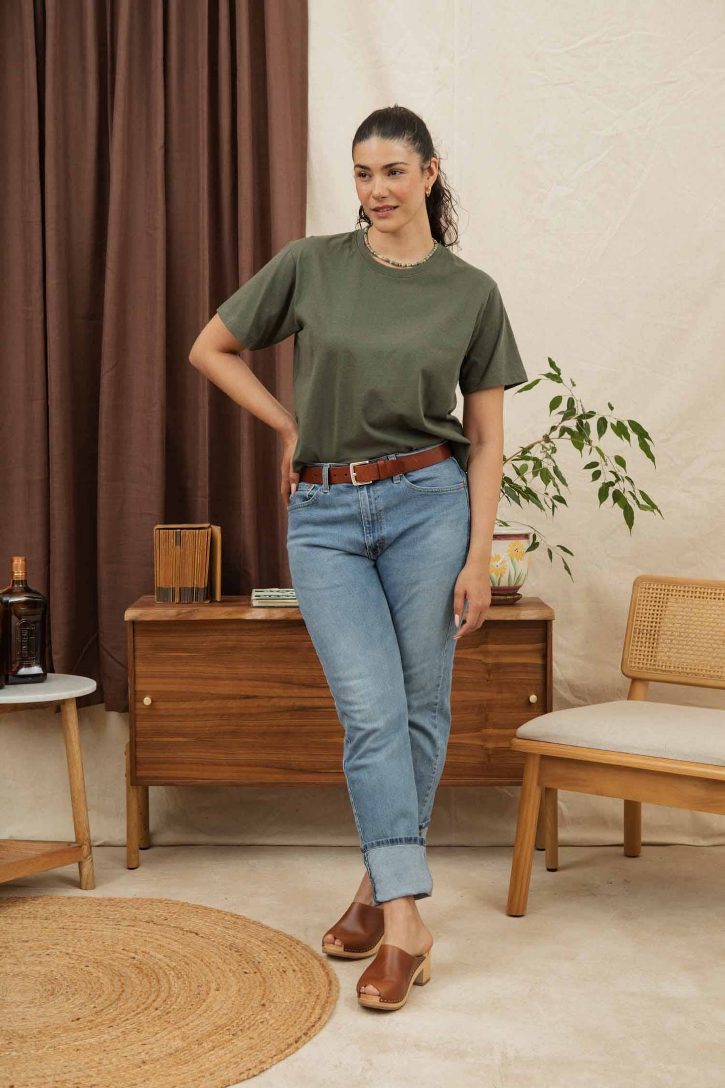 T-shirt boxy riciclata oliva