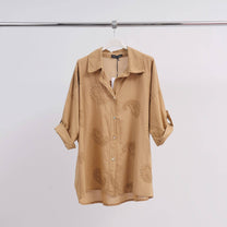 Camicia oversize in cotone ricamata