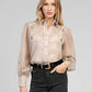 Camicia trasparente Santona color talpa ricamata