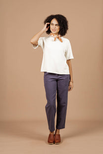 T-shirt boxy in canapa e cotone biologico color avorio