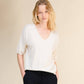 T-shirt in misto cashmere a scollo V seamless 3D-knit