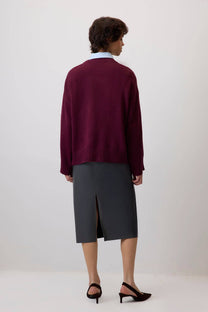 Maglione basic in maglia bordeaux