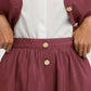 Completo gilet e gonna longuette in misto cupro con bottoni