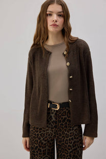 Cardigan corto con bottoni dorati