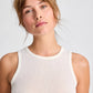 Top smanicato Alberte in lana bianco sporco