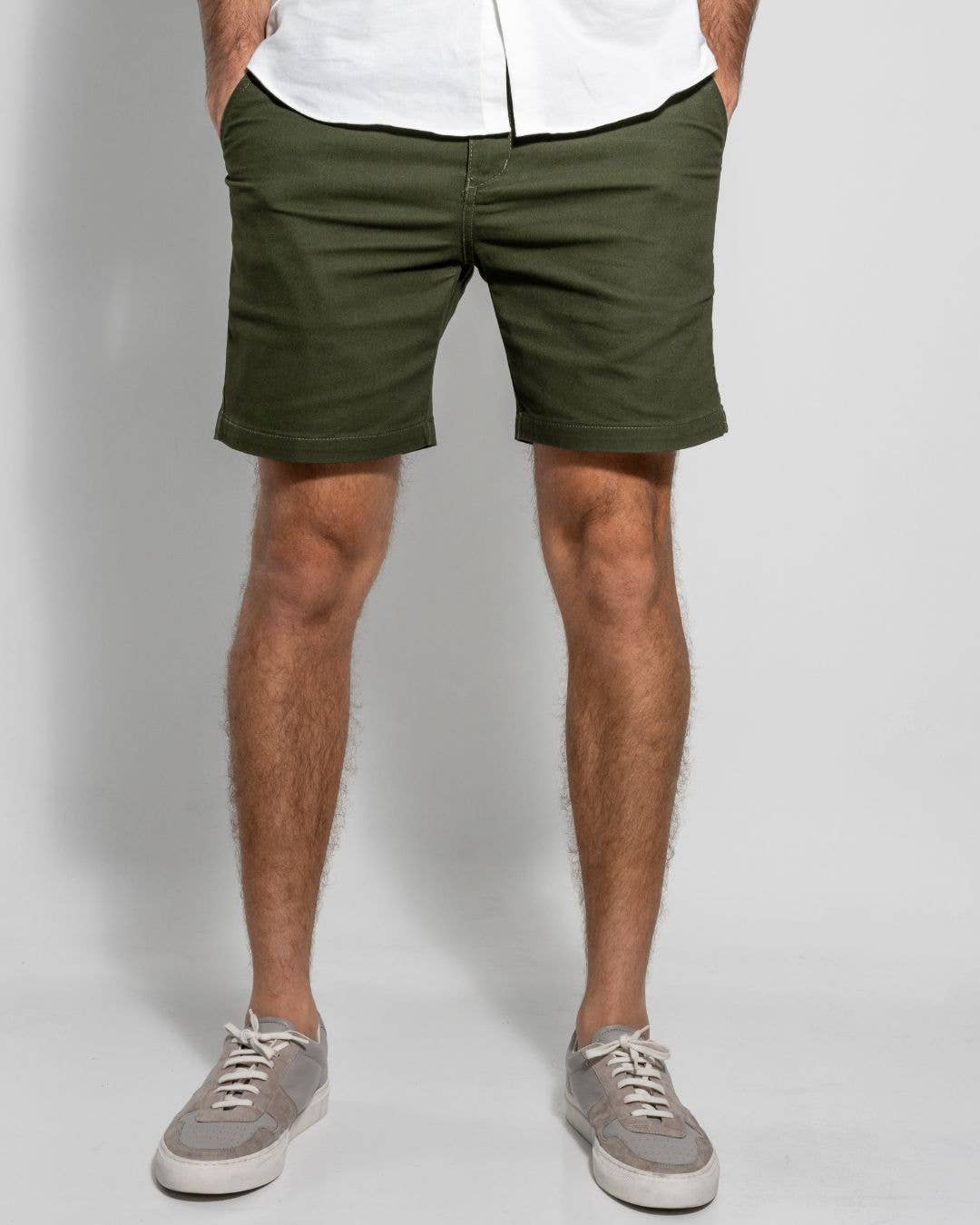 Pantaloncini chino verdi militari elasticizzati