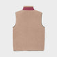 Gilet sherpa unisex con zip beige e bordeaux