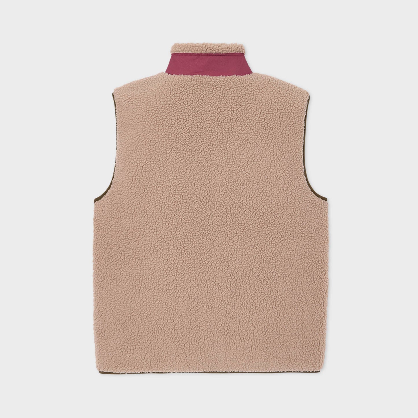 Gilet sherpa unisex con zip beige e bordeaux