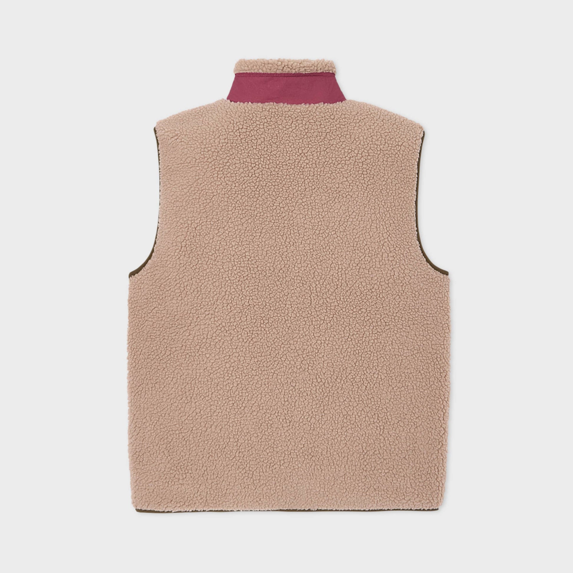 Gilet sherpa unisex con zip beige e bordeaux