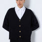 Cardigan in maglia nero con bottoni e tasche