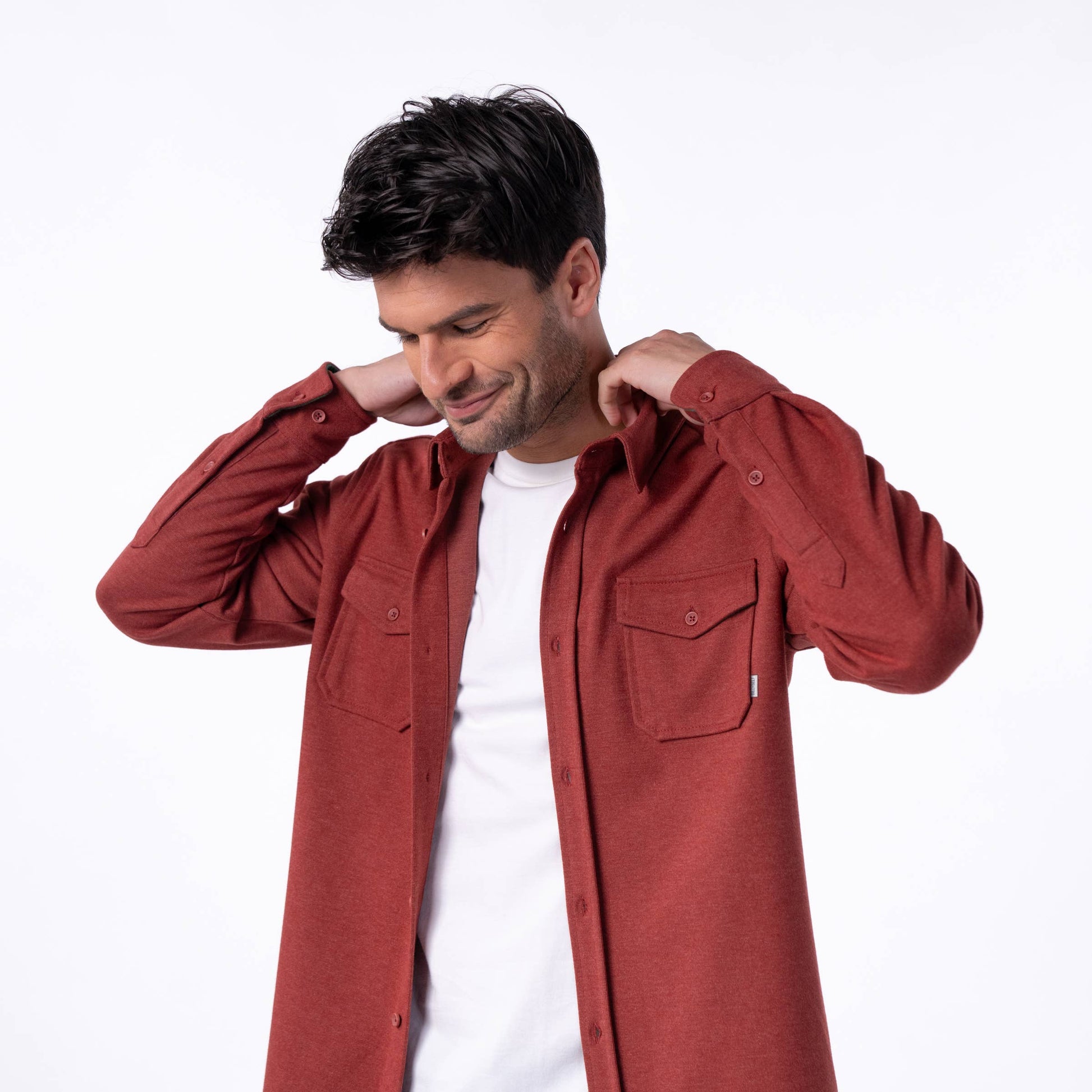 Sopracamicia in maglia antipiega bordeaux