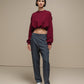Felpa cropped oversize in misto cotone