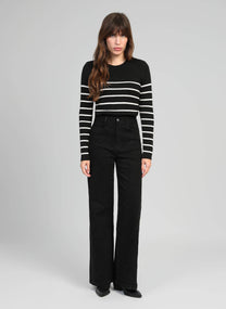 Maglione Leluxie nero a righe metallizzate
