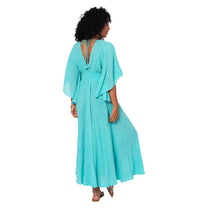Abito lungo estivo boho in cotone turchese