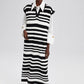 Abito maxi in maglia a righe senza maniche con collo alto