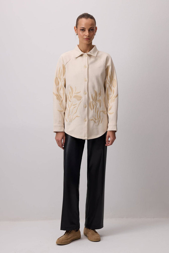 Shacket in lana ricamata Kale