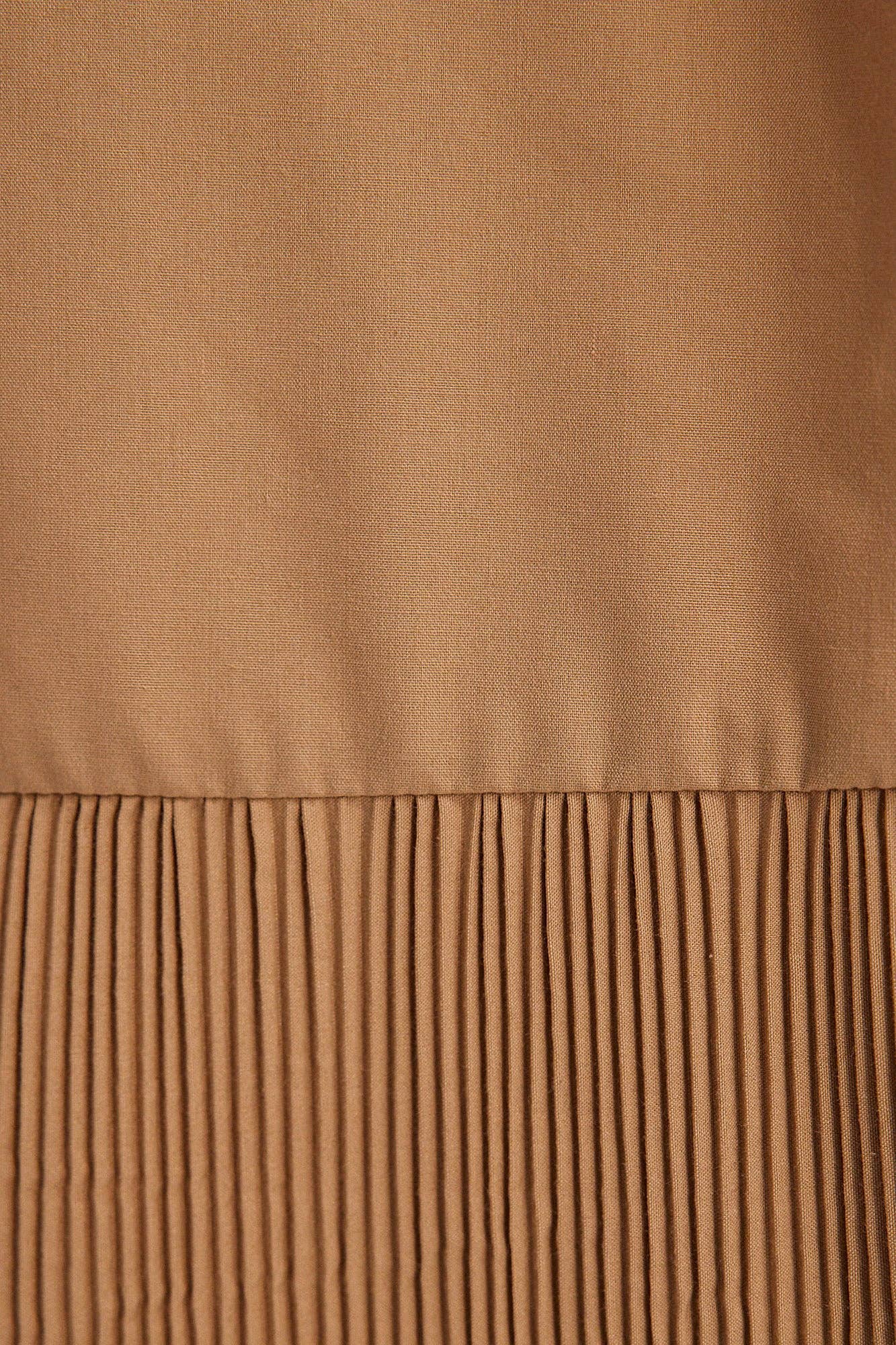 Abito maxi plissettato con collo annodato beige