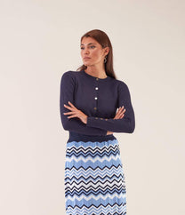 Cardigan girocollo in viscosa con bottoni