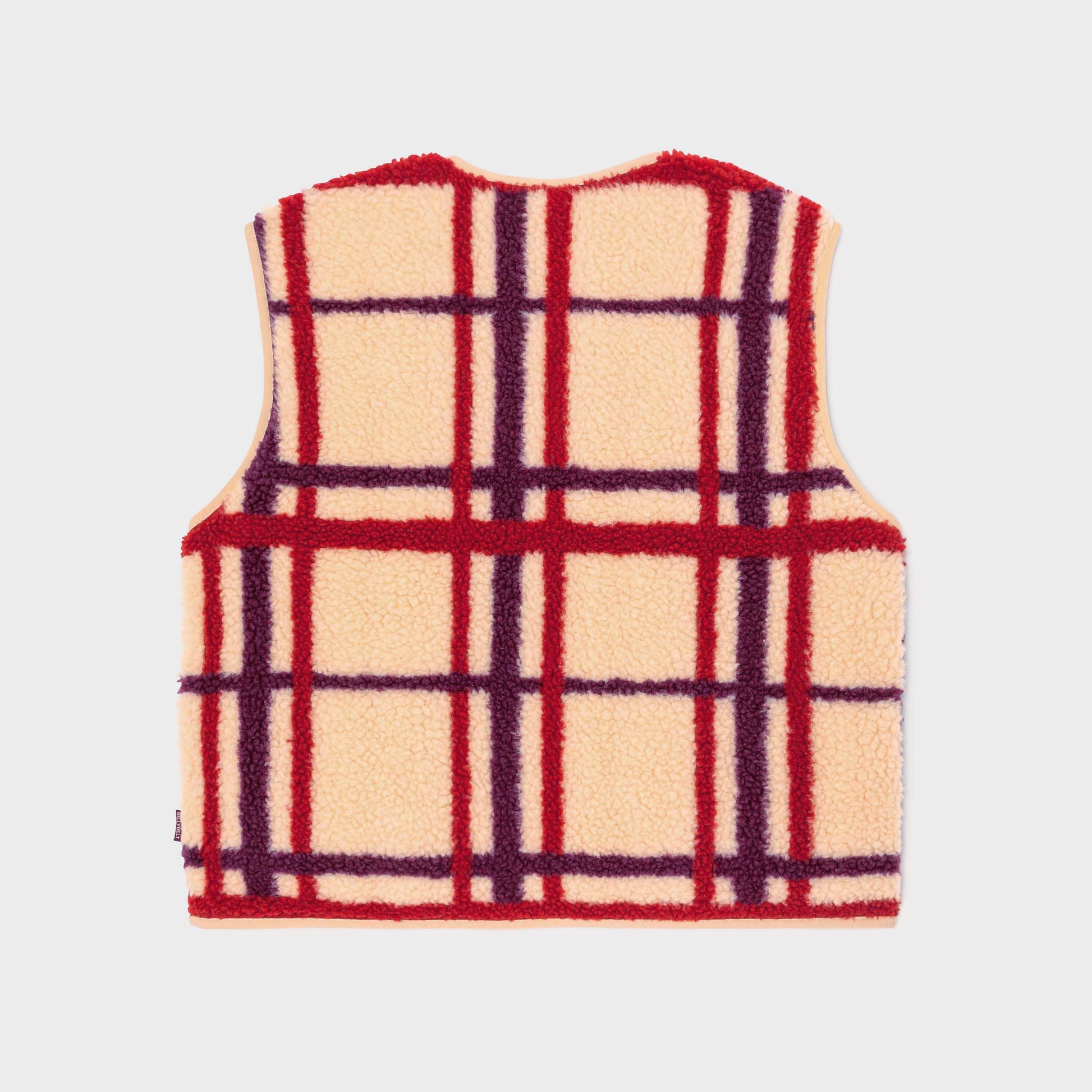 Gilet donna sherpa a quadri con zip