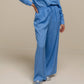 Pantaloni ampi e fluidi in misto lino blu
