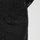 Gonna midi in pizzo nero con ricami di strass e perle