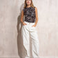 Pantaloni wide leg in cotone testurizzato