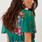 Abito corto boho floreale verde