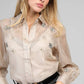 Camicia trasparente Santona color talpa ricamata