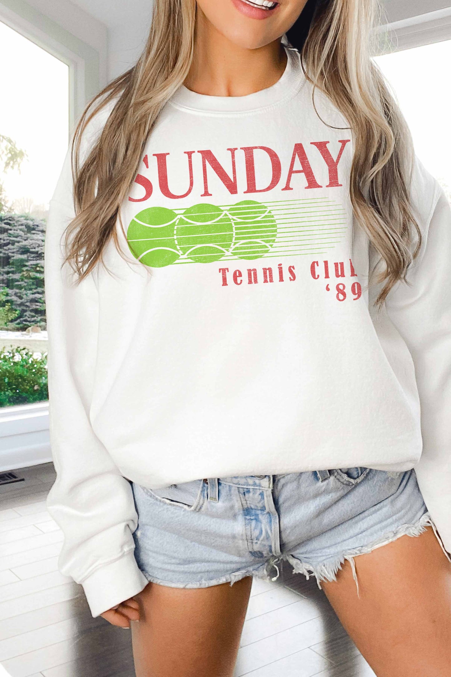Felpa oversize grafica tennis "Sunday"