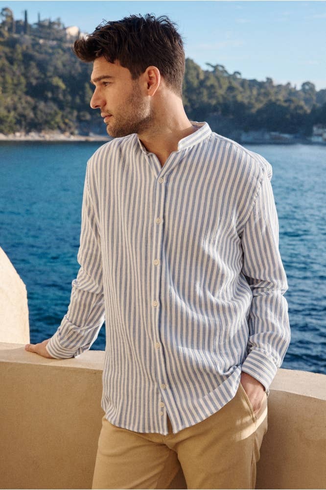 Camicia a righe in garza di cotone Hampton Granier