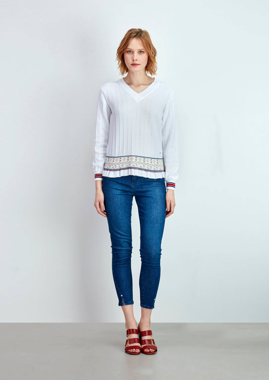 Maglia in cotone con motivo jacquard