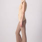 Blusa asimmetrica beige con pieghe sulla spalla