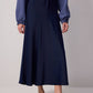 Gonna lunga in raso a linea A blu navy