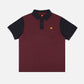 Polo color block in cotone biologico bordeaux