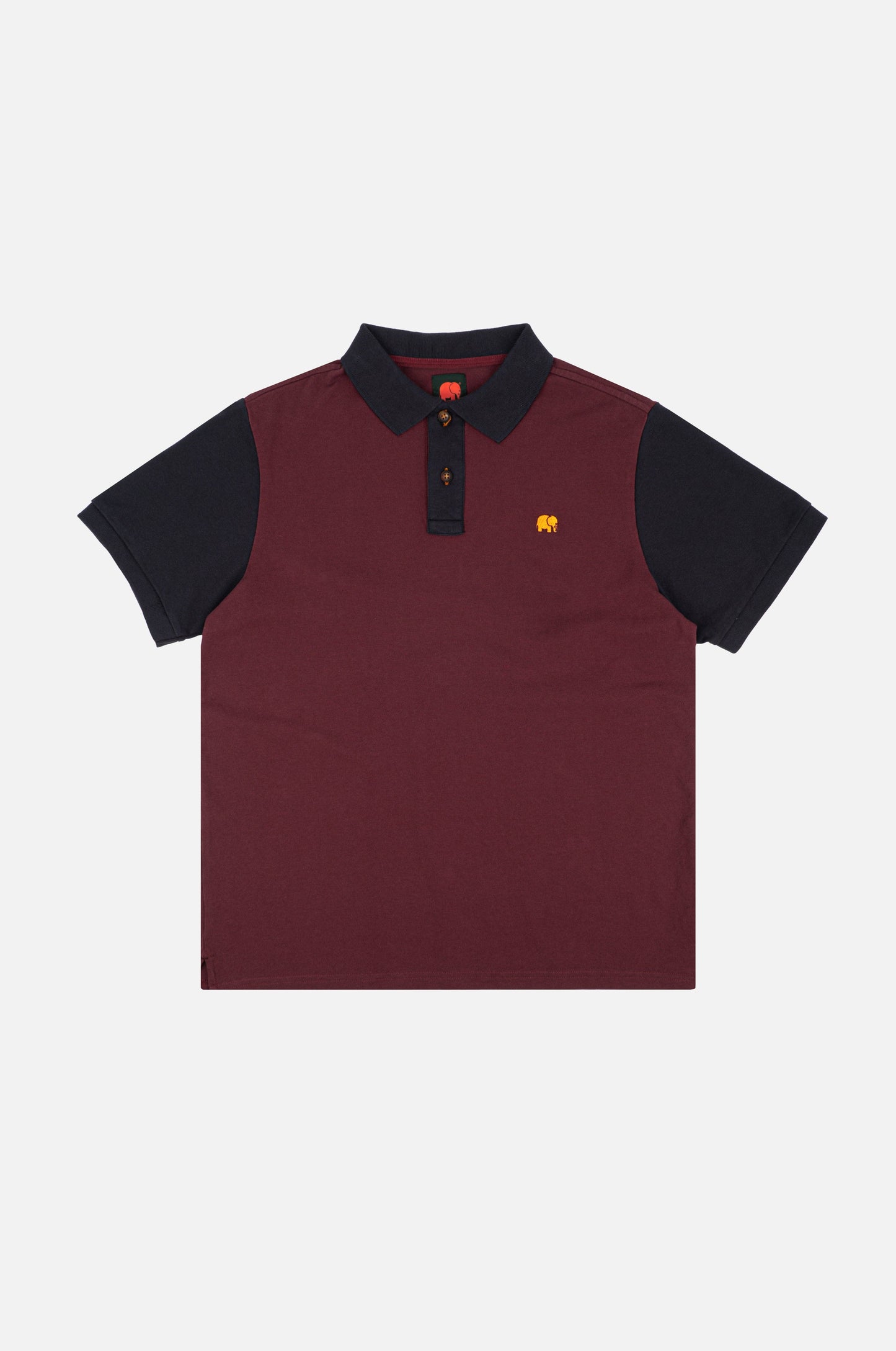 Polo color block in cotone biologico bordeaux