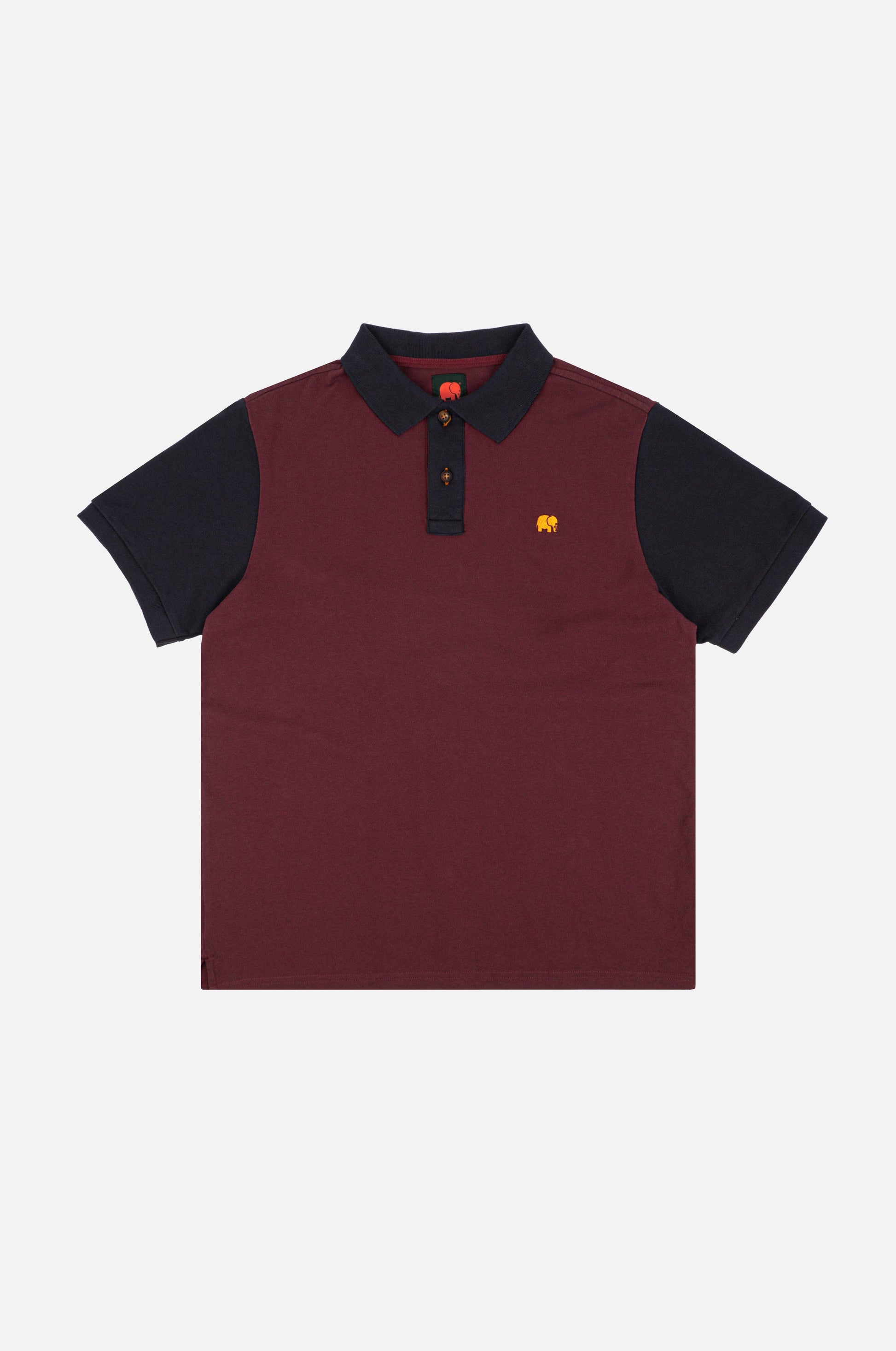 Polo color block in cotone biologico bordeaux