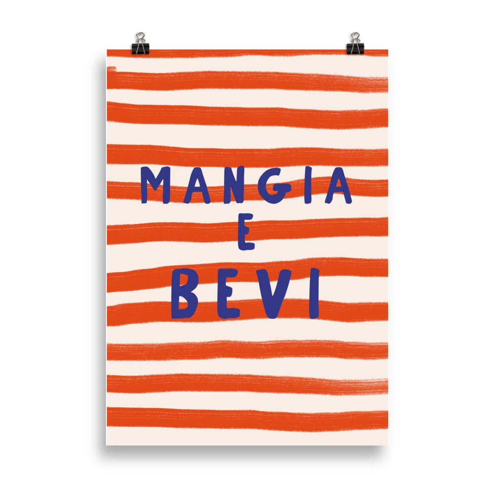 Poster tipografico “Mangia e Bevi” a righe