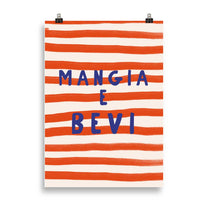Poster tipografico “Mangia e Bevi” a righe