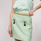 Gonna corta in tweed a quadri con cintura dorata