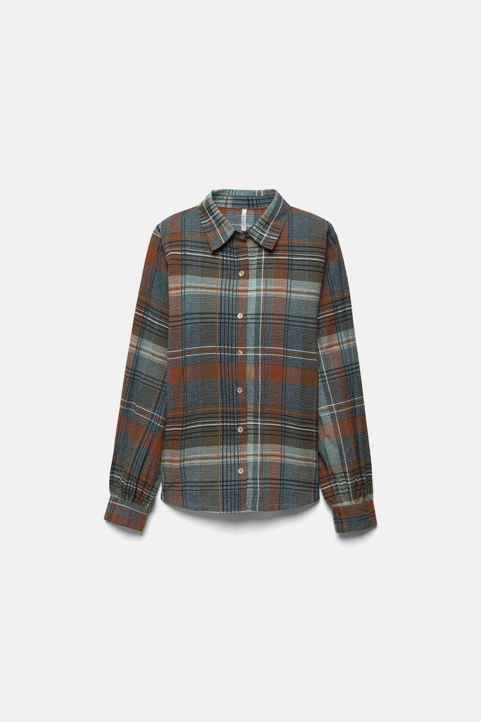 Camicia a quadri in cotone con ricamo