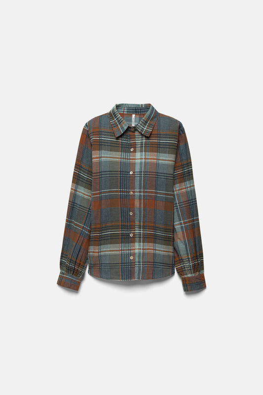 Camicia a quadri in cotone con ricamo