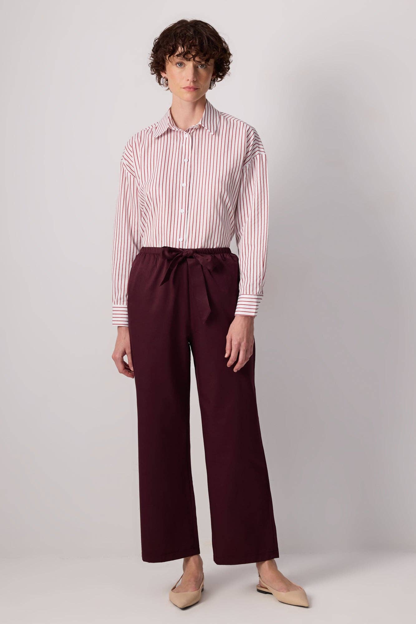 Pantaloni palazzo a gamba larga con vita elasticizzata