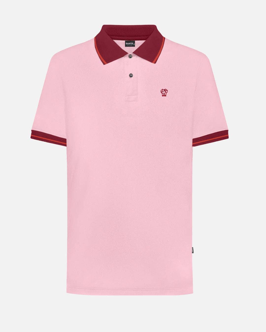 Polo antimacchia rosa con collo a contrasto