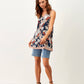 Tunica floreale bicolore con scollo a V