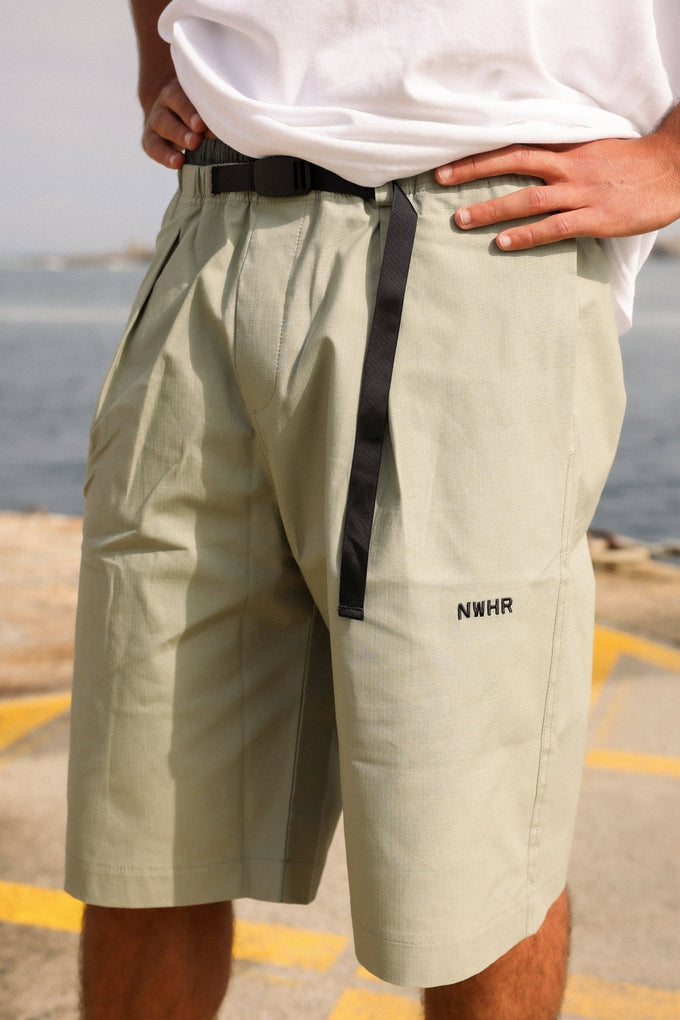 Pantaloncini da trekking in cotone ripstop con cintura regolabile