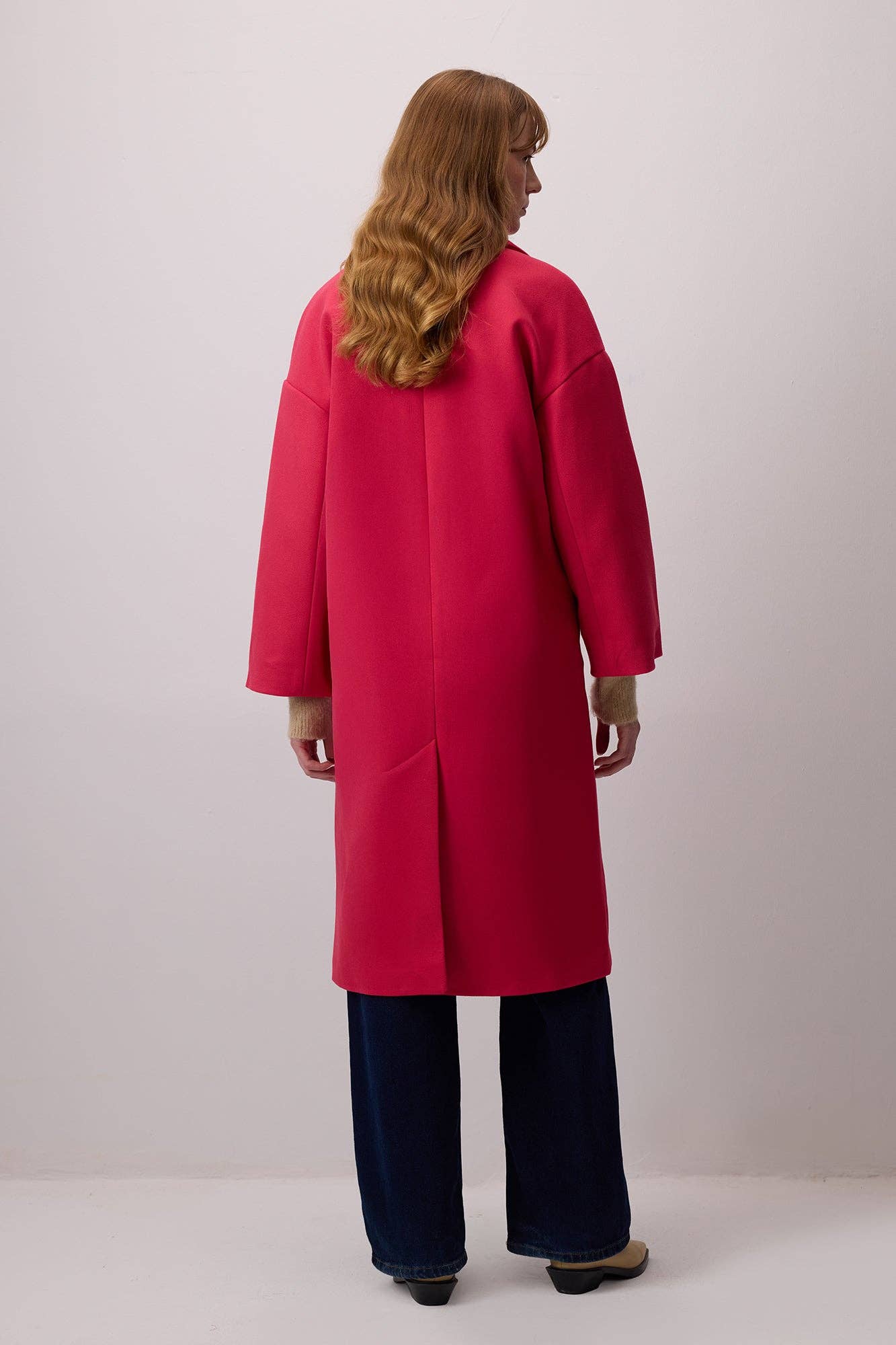 Cappotto oversize doppiopetto fucsia