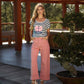 T-shirt a righe Sailor Heart con stampa cuore e ancora